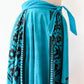 1950s Vintage Maya de Mexico Teal Floral Cotton Patio Full Circle Skirt