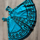 1950s Vintage Maya de Mexico Teal Floral Cotton Patio Full Circle Skirt