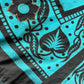 1950s Vintage Maya de Mexico Teal Floral Cotton Patio Full Circle Skirt