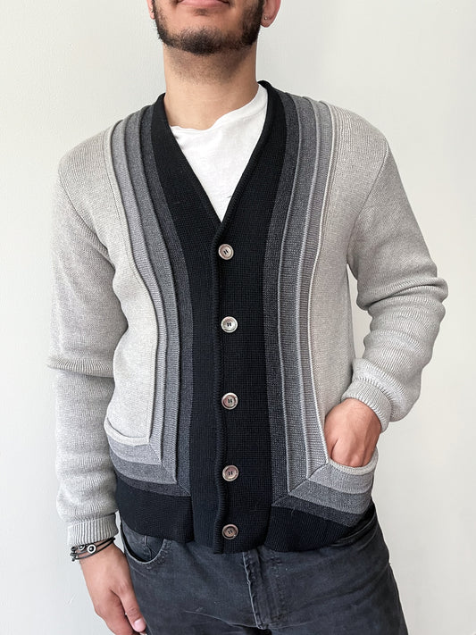 1950s Vintage Italian Knit Grayscale Cardigan Sweater by Damon