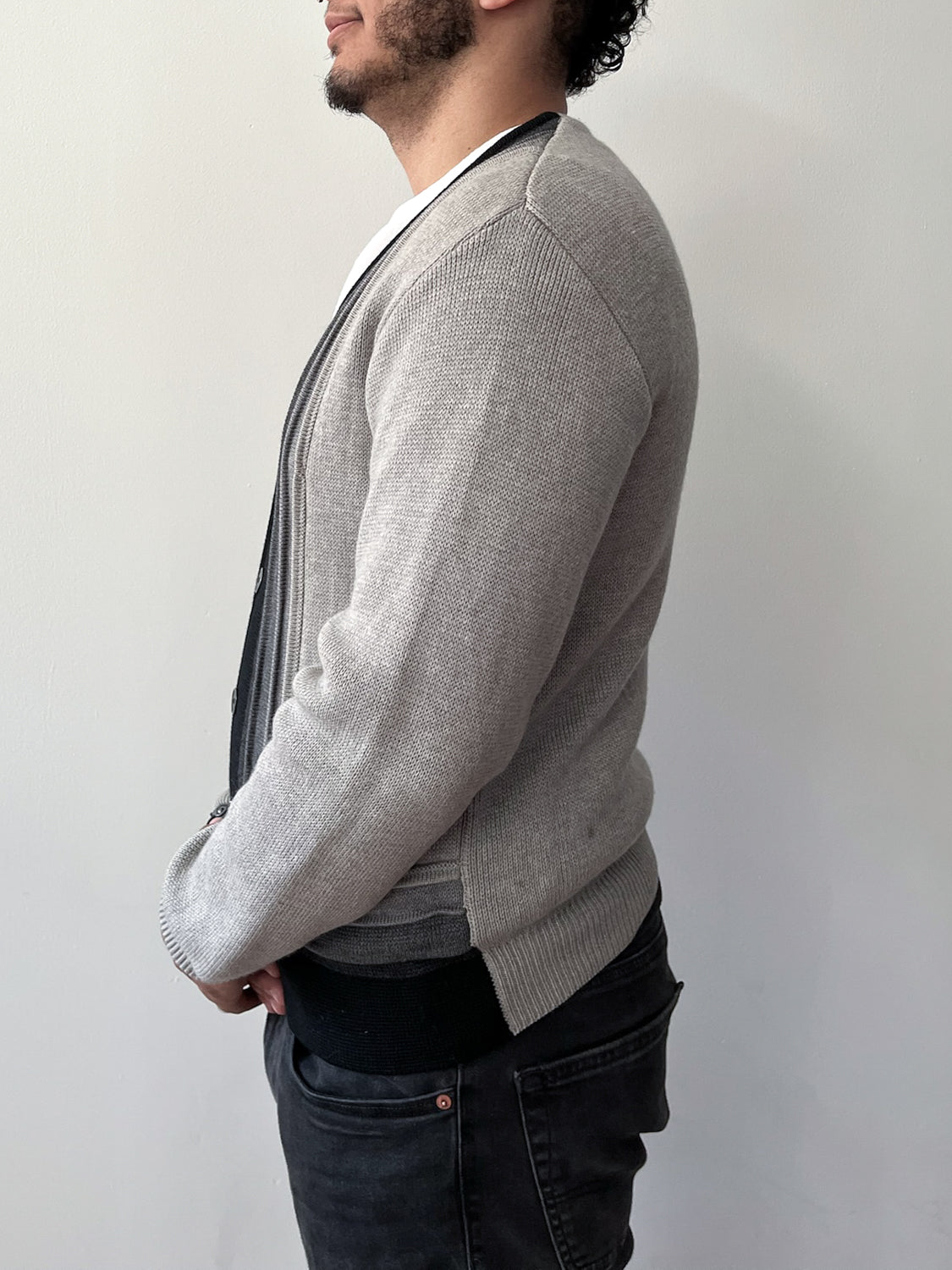 1950s Vintage Italian Knit Grayscale Cardigan Sweater by Damon