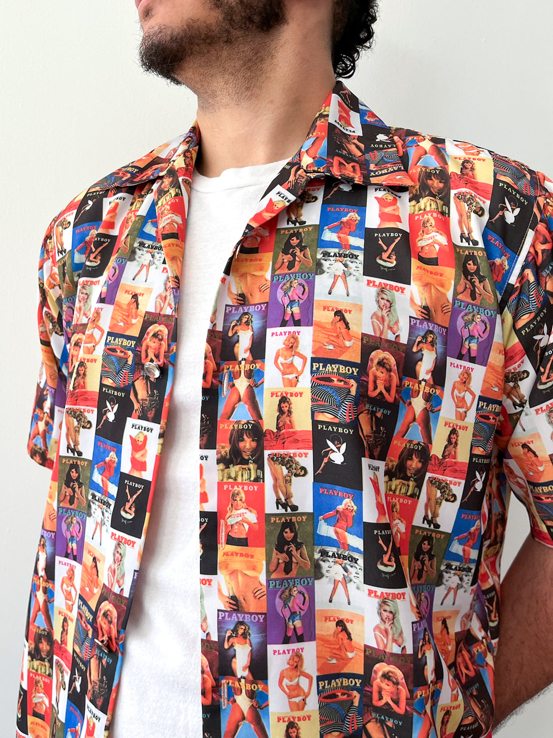 Y2K Vintage Bootleg Playboy Magazine Cover Girl Graphic Button Up 2000s
