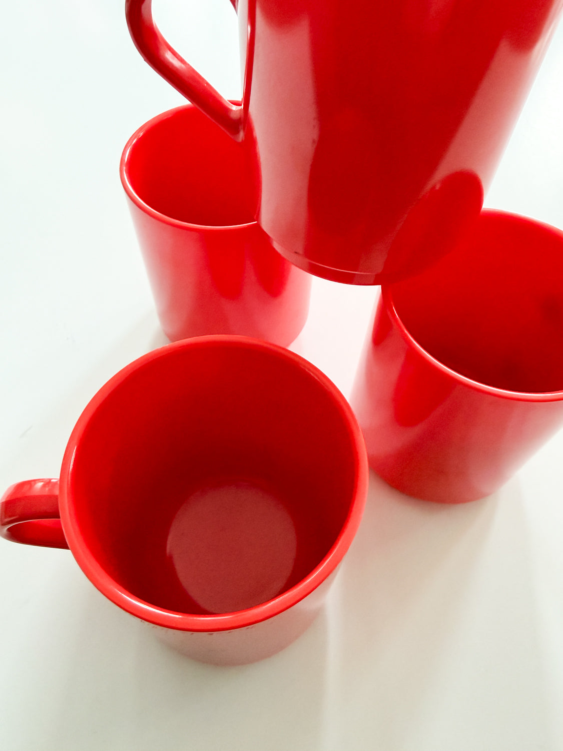 1970s Vintage Orange Melamine Plastic Mugs
