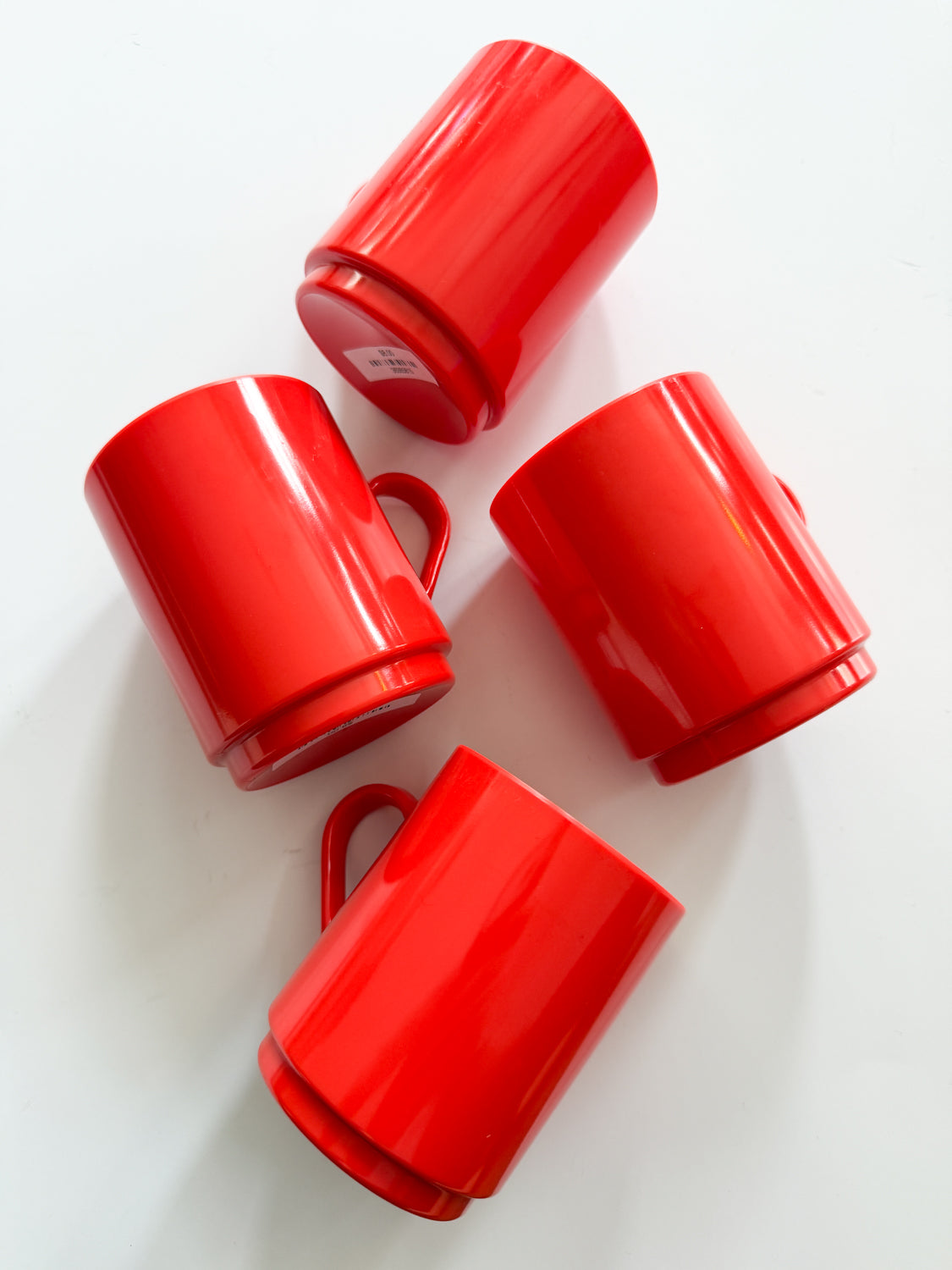 1970s Vintage Orange Melamine Plastic Mugs