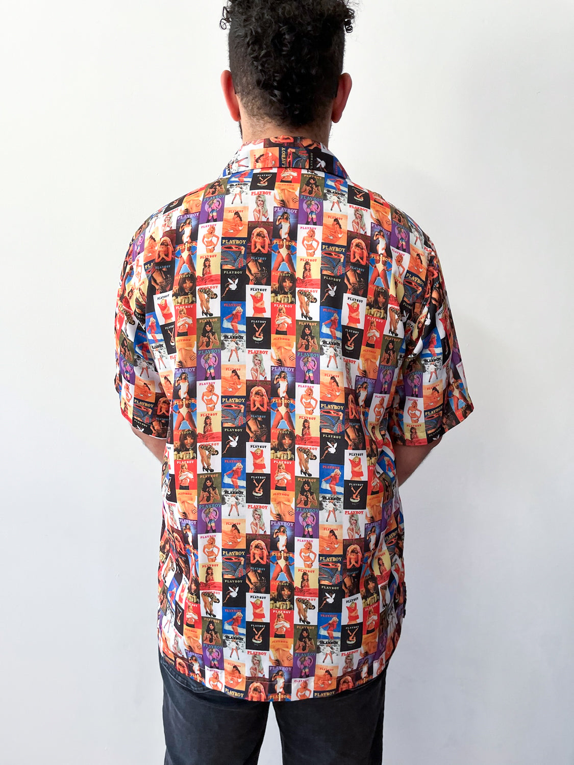 Y2K Vintage Bootleg Playboy Magazine Cover Girl Graphic Button Up 2000s