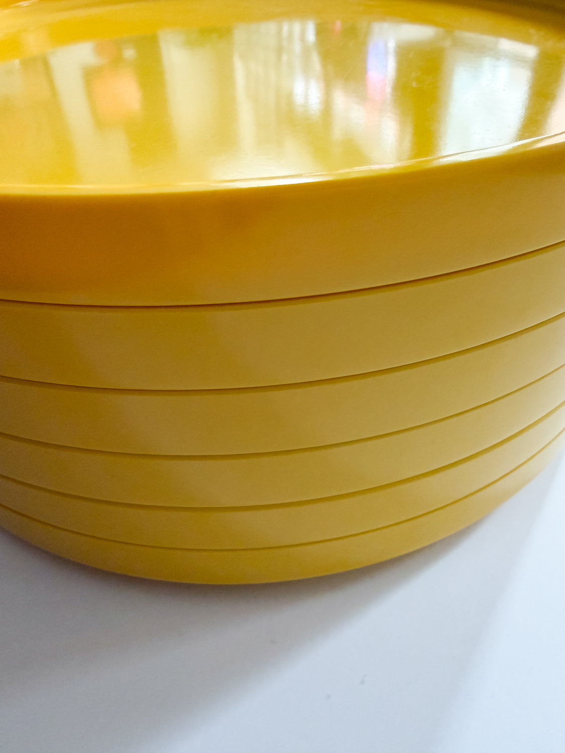 1970s Vintage 10" Yellow Melamine Dinner "Maxplates" by Heller; Massimo Vignelli - Designer