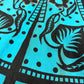 1950s Vintage Maya de Mexico Teal Floral Cotton Patio Full Circle Skirt