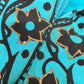 1950s Vintage Maya de Mexico Teal Floral Cotton Patio Full Circle Skirt