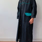 1980s Vintage Western Workwear Teal + Black Canvas Duster Coat by David James