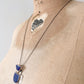 1990s Vintage Sterling Silver & Lapis Lazuli Abstract Statement Modernist Pendant Necklace