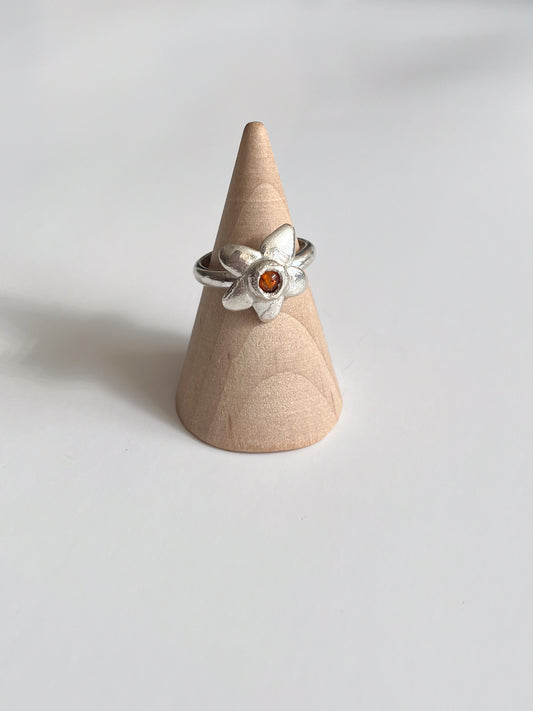 Trinity Barbara Sterling Silver + Amber Penelope Flower Ring