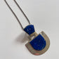 1990s Vintage Sterling Silver & Lapis Lazuli Abstract Statement Modernist Pendant Necklace