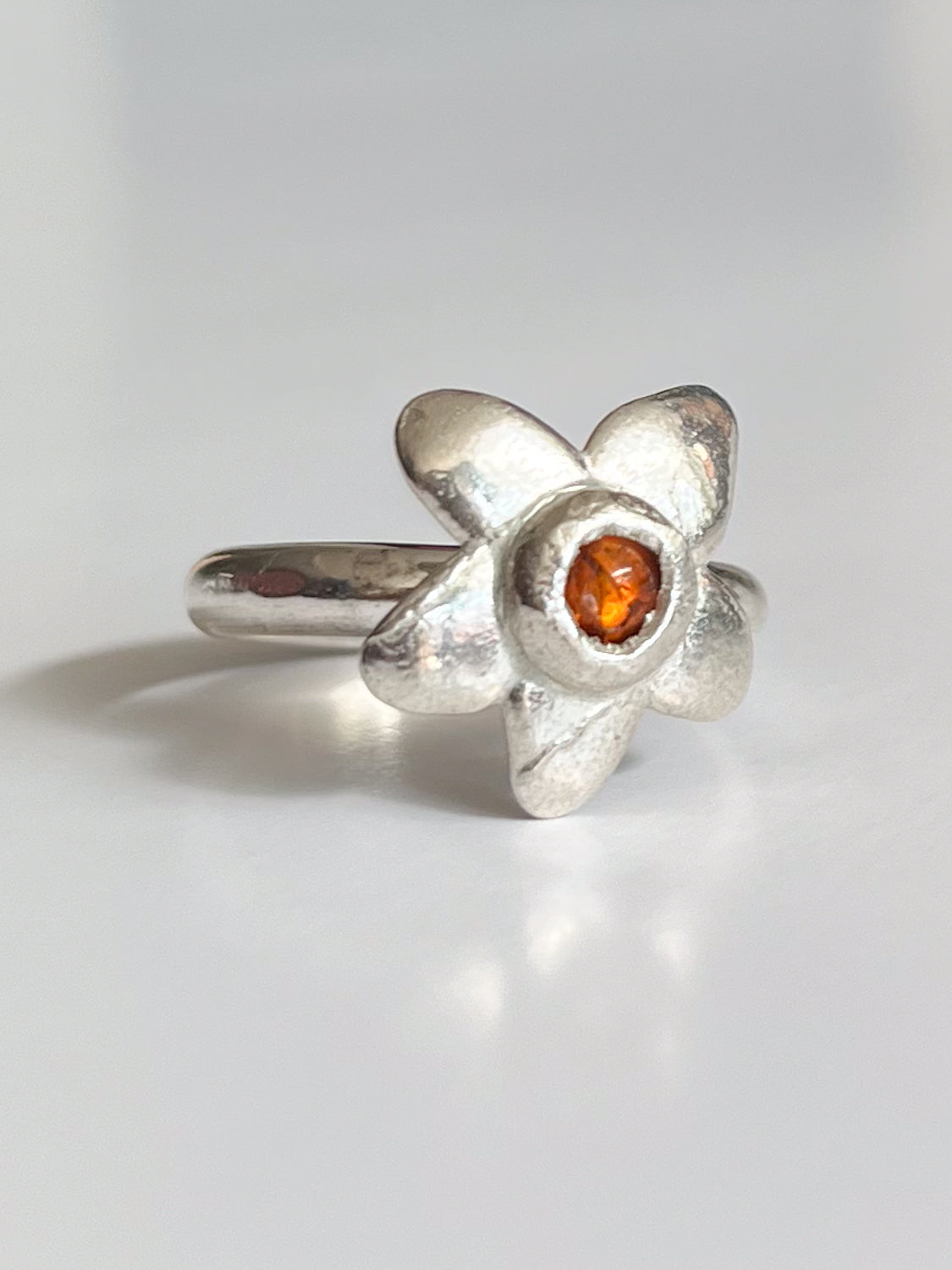 Trinity Barbara Sterling Silver + Amber Penelope Flower Ring