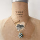 1950s Vintage Turkish Sputnik Glass Multi Evil Eye Charm with Sterling Silver Chain - RARE!