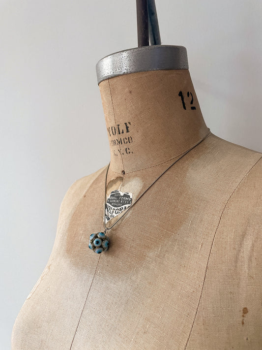 1950s Vintage Turkish Sputnik Glass Multi Evil Eye Charm with Sterling Silver Chain - RARE!