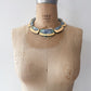 1980s Vintage Floral Inlay Shell & Enamel Collar