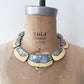 1980s Vintage Floral Inlay Shell & Enamel Collar