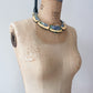 1980s Vintage Floral Inlay Shell & Enamel Collar