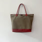 1990s Vintage XL Calvin Klein Tan Canvas & Leather Tote Bag
