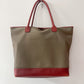 1990s Vintage XL Calvin Klein Tan Canvas & Leather Tote Bag