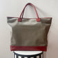 1990s Vintage XL Calvin Klein Tan Canvas & Leather Tote Bag