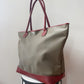 1990s Vintage XL Calvin Klein Tan Canvas & Leather Tote Bag