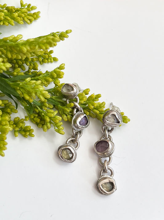 Triple Sapphire Dangle Earrings | Trinity Barbara