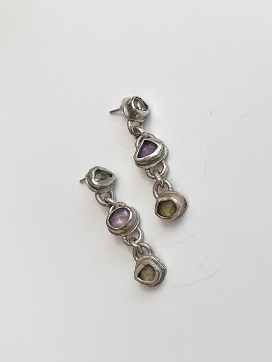 Triple Sapphire Dangle Earrings | Trinity Barbara