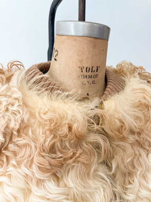 1970s Vintage Curly Mongolian Lamb Short Jacket by Jacobson's
