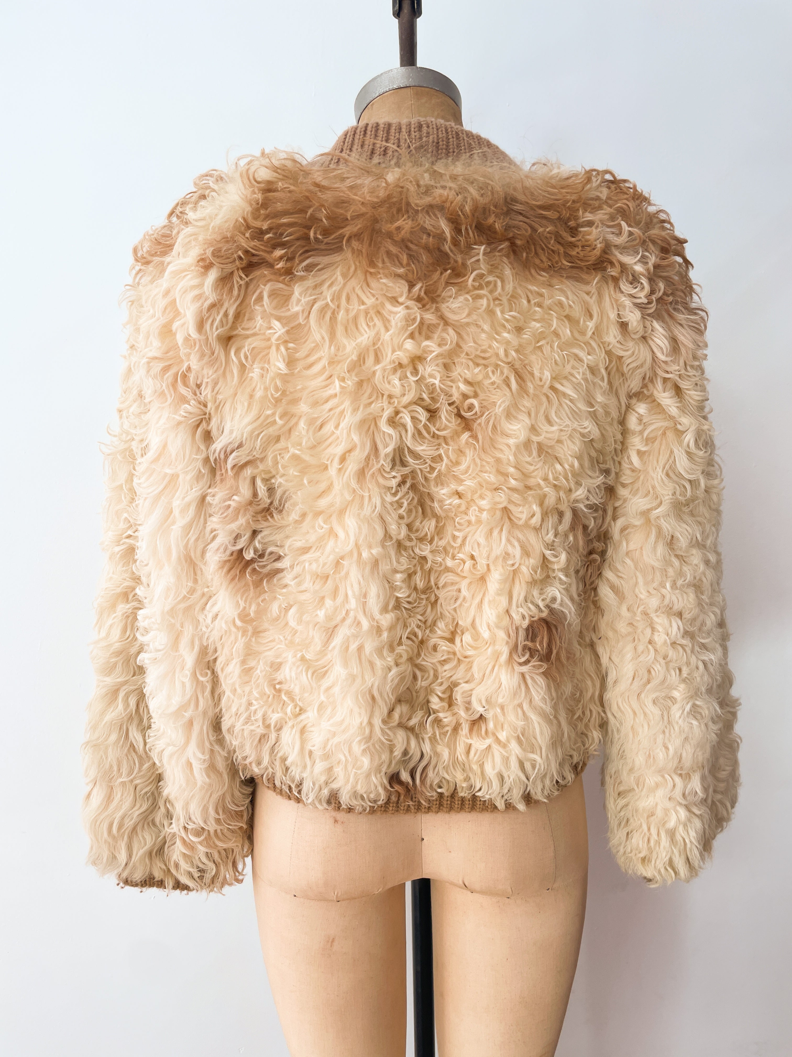 1970s Vintage Curly Mongolian Lamb Short Jacket by Jacobson's