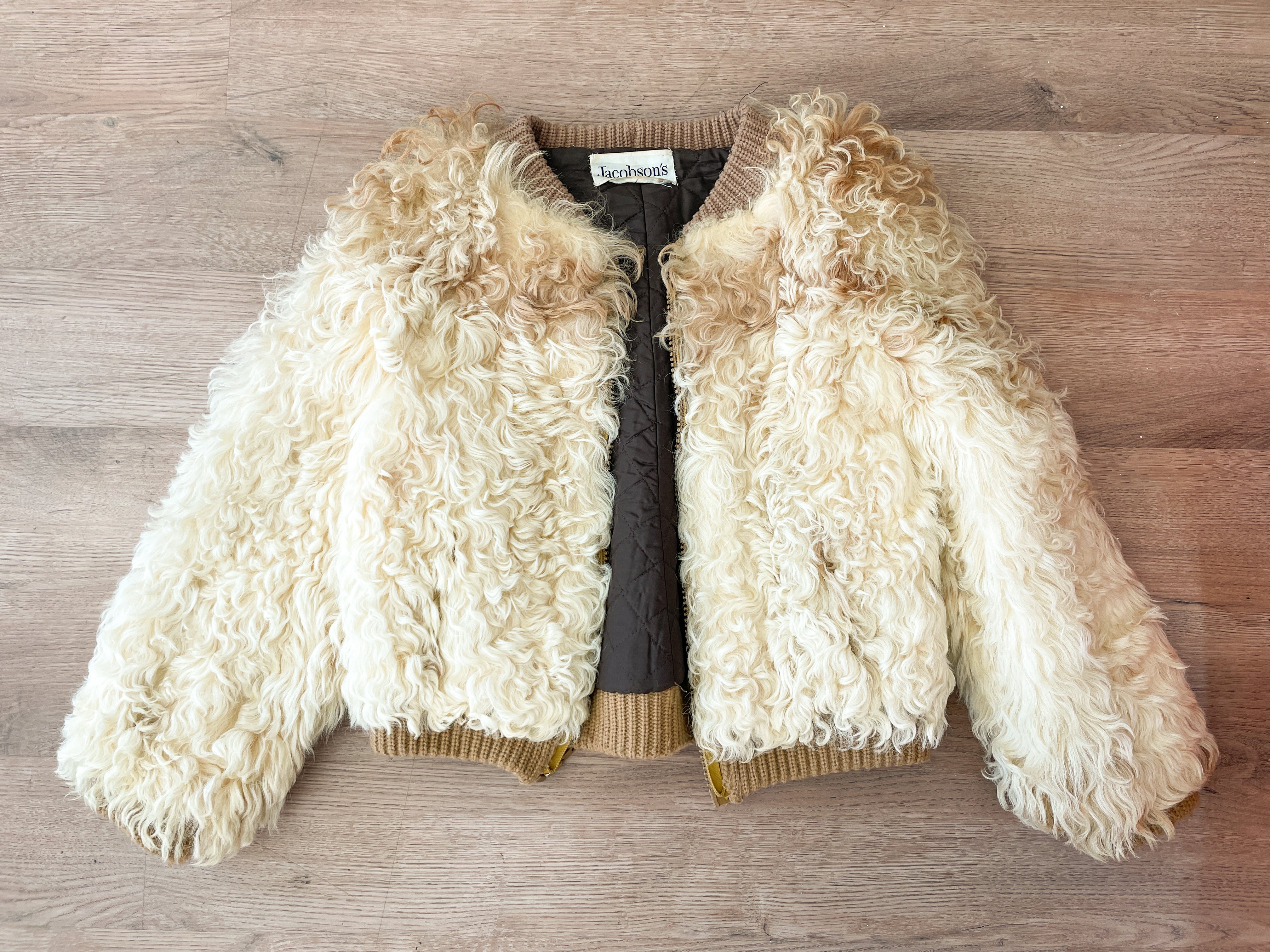 1970s Vintage Curly Mongolian Lamb Short Jacket by Jacobson's