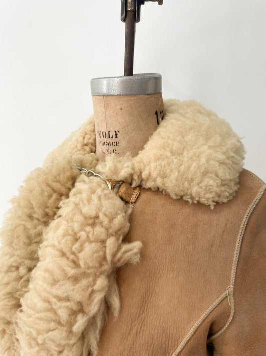1970s Vintage Stunning Shearling Penny Lane Suede Leather Coat
