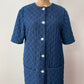 1990s Vintage Handmade Long Quilted Denim Duster Coat