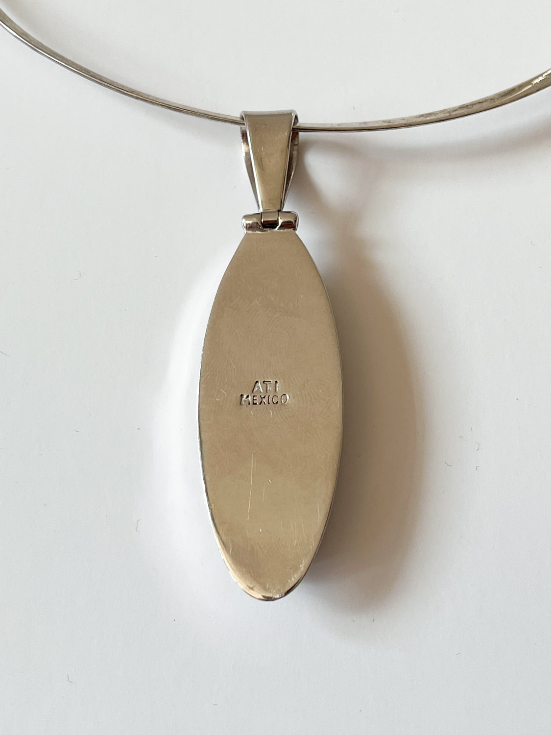 1990s Vintage Abalone Shell 925 Sterling Silver Collar Necklace