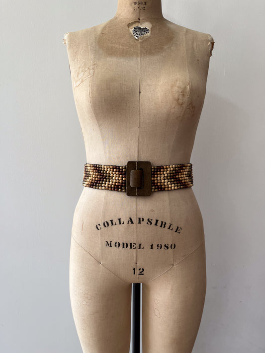1990s Vintage Chunky Wooden Beaded Belt