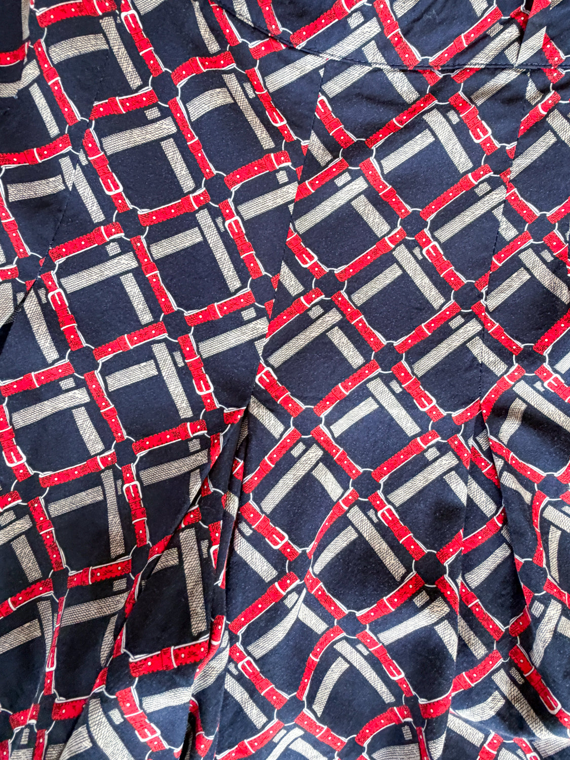 1990s Vintage Made in Italy Navy Horse Tack Print Preppy Sporty Skort Shorts Skirt