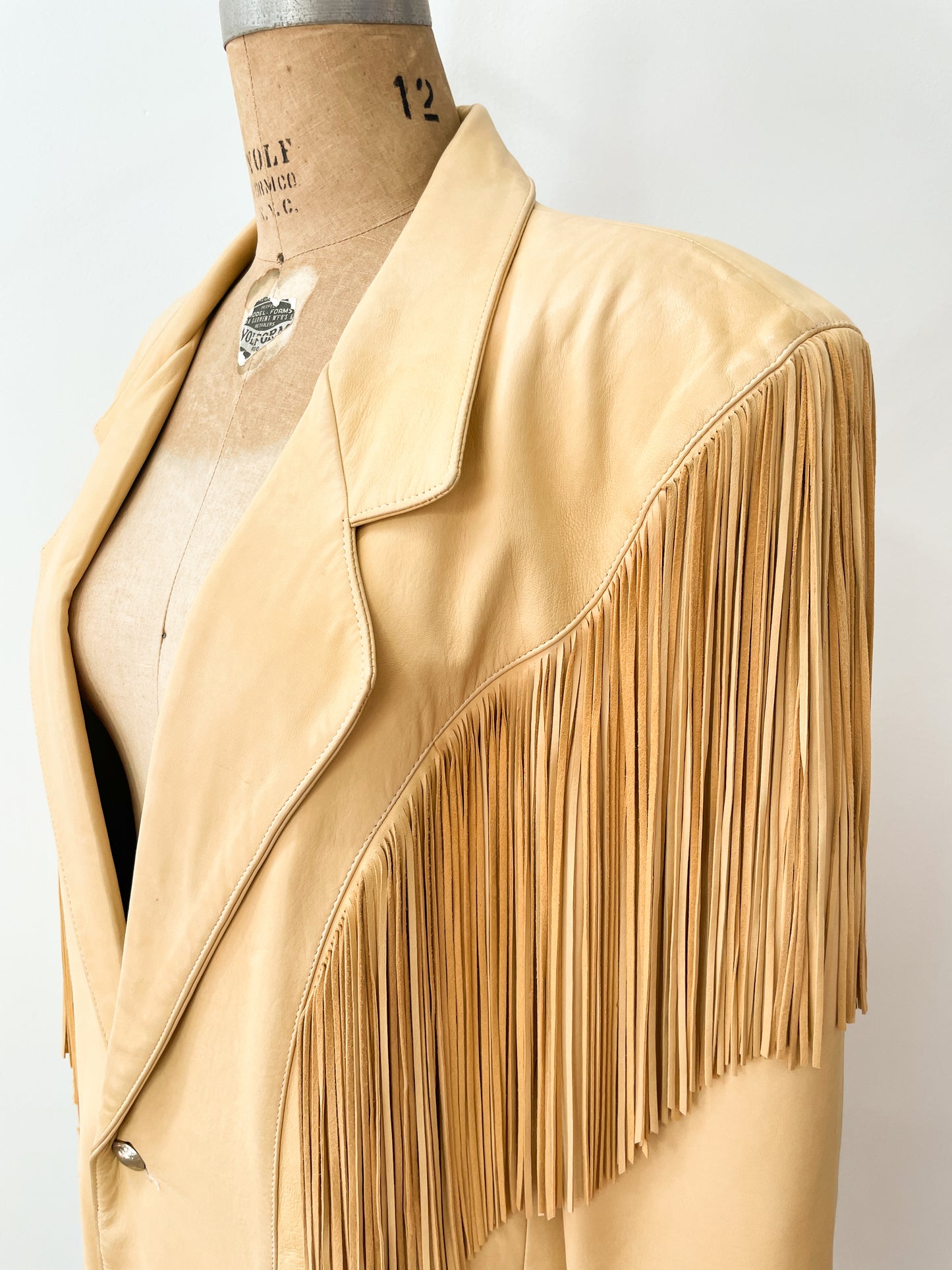1980s Vintage Soft Tan Leather Fringe Men's Blazer