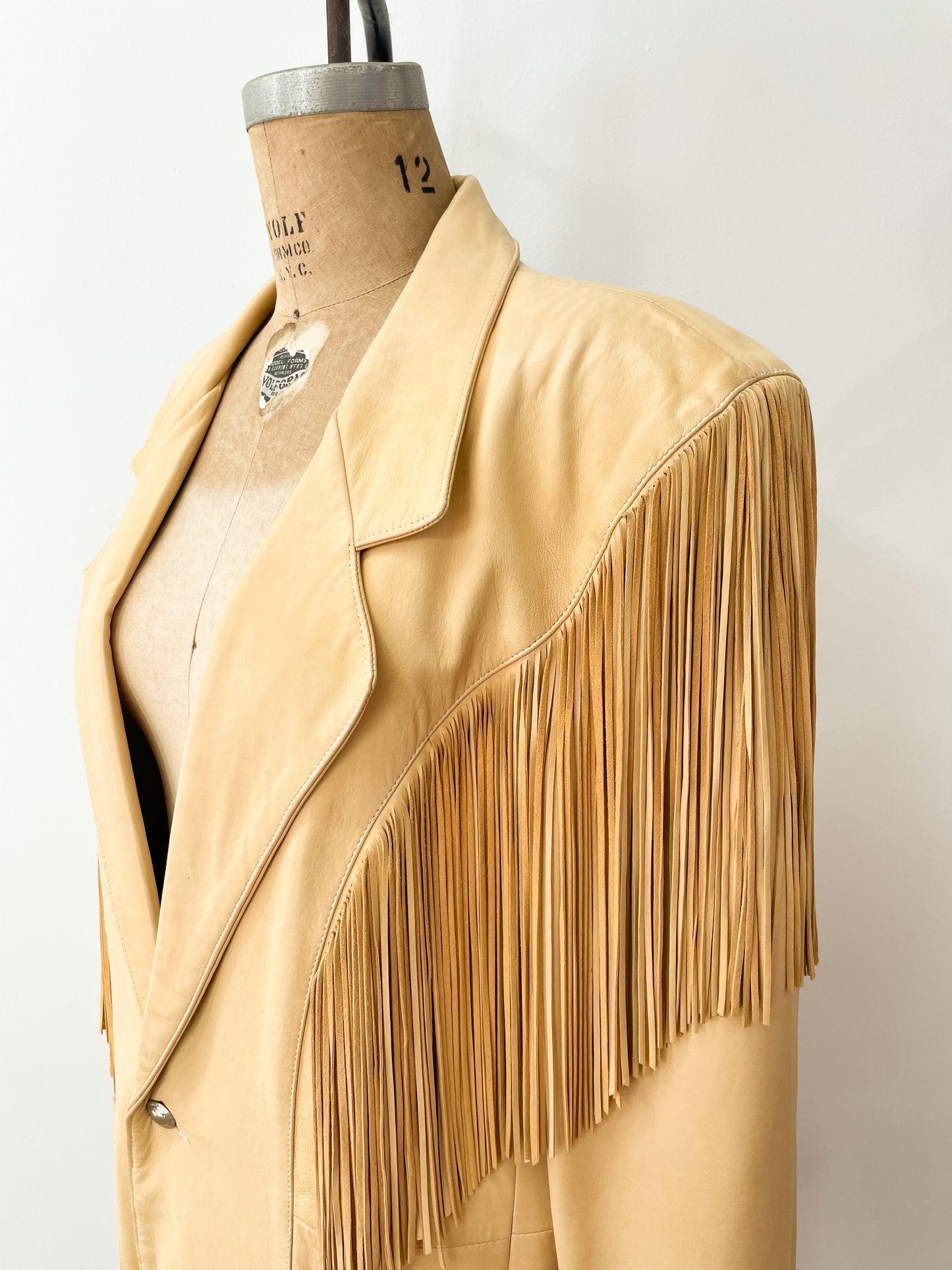 1980s Vintage Soft Tan Leather Fringe Men's Blazer
