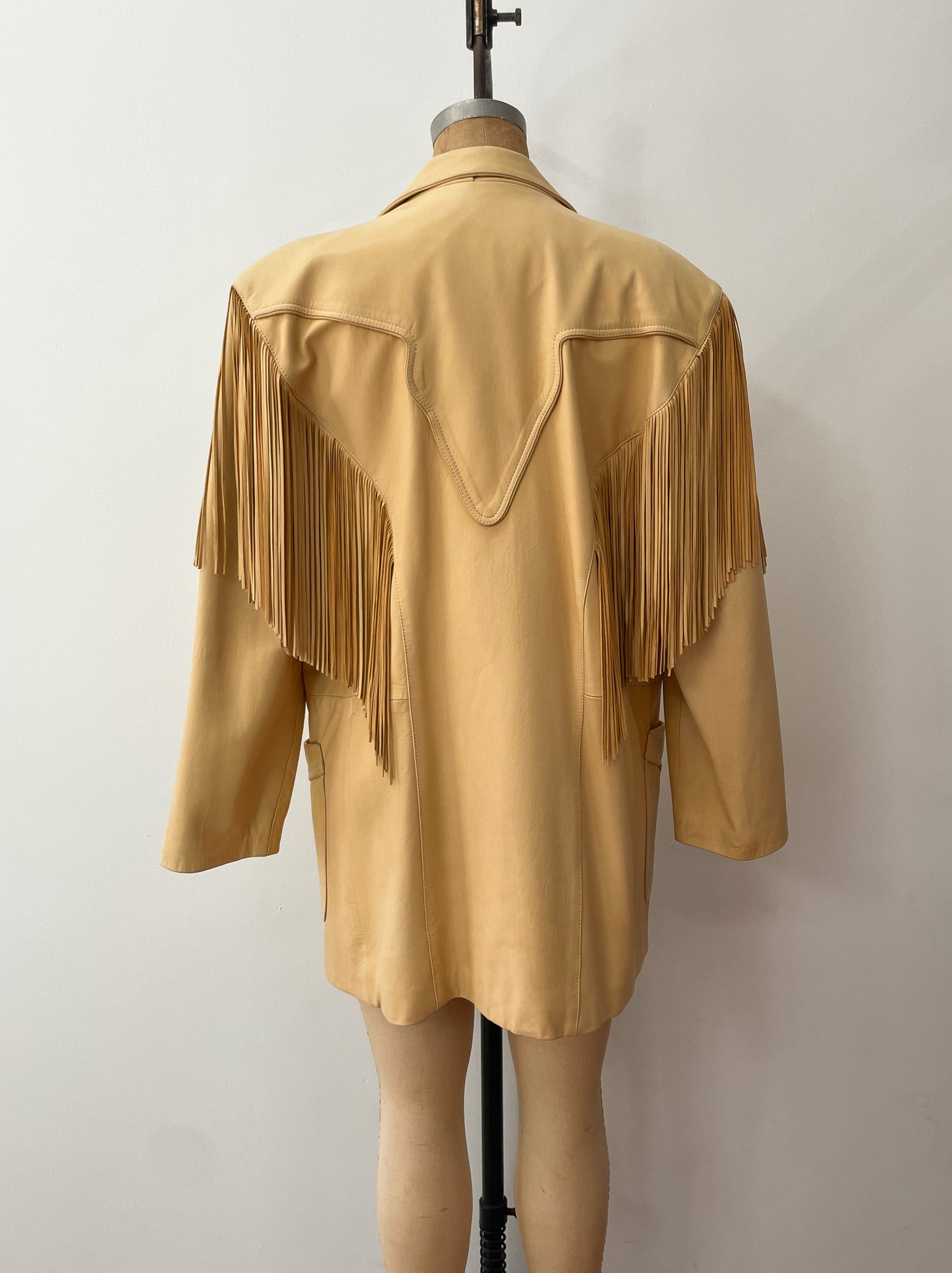 1980s Vintage Soft Tan Leather Fringe Men's Blazer
