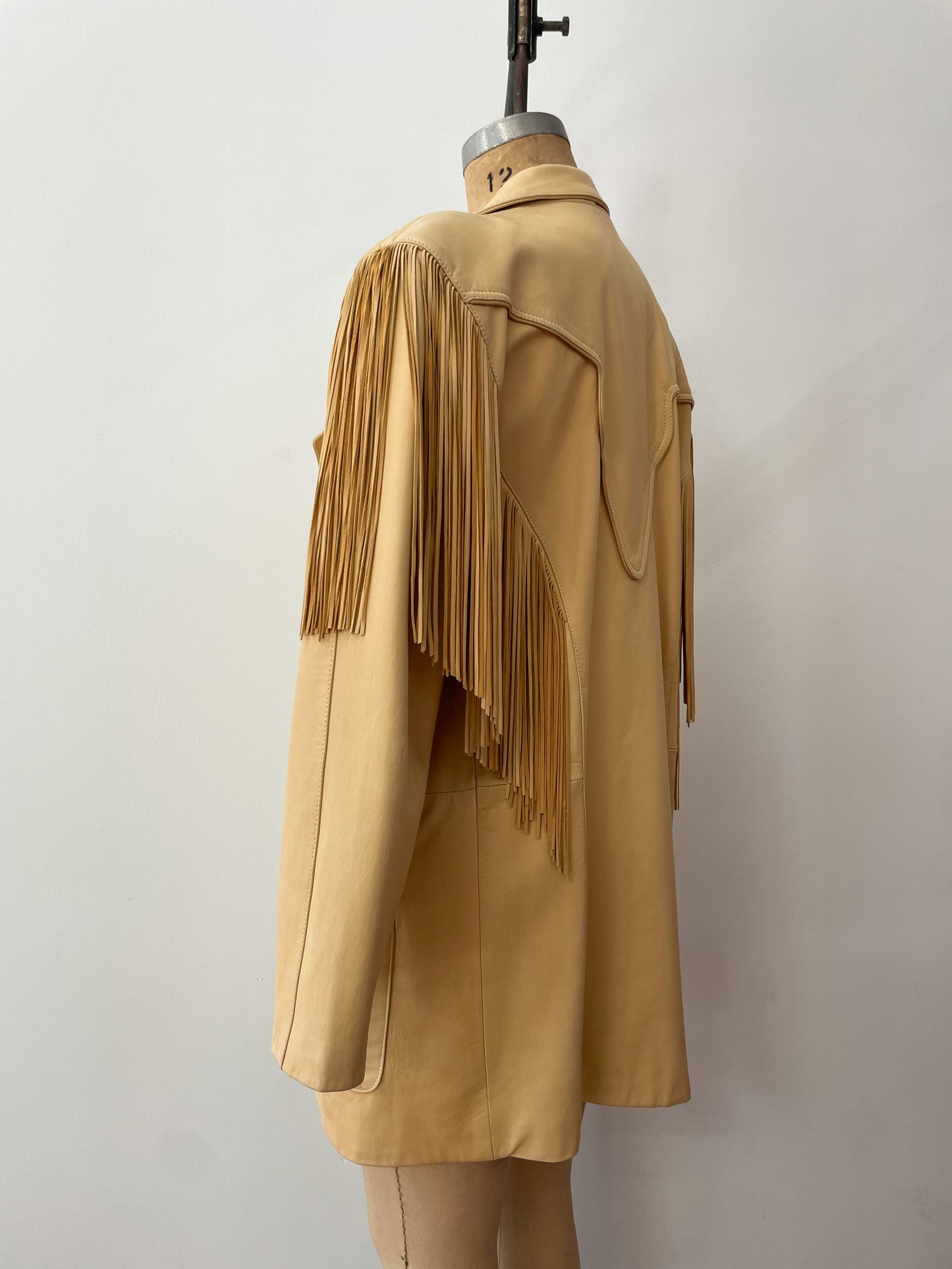 1980s Vintage Soft Tan Leather Fringe Men's Blazer