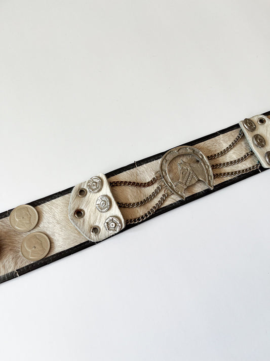 1950s Vintage Argentinian Coins & Pony Hair Belt