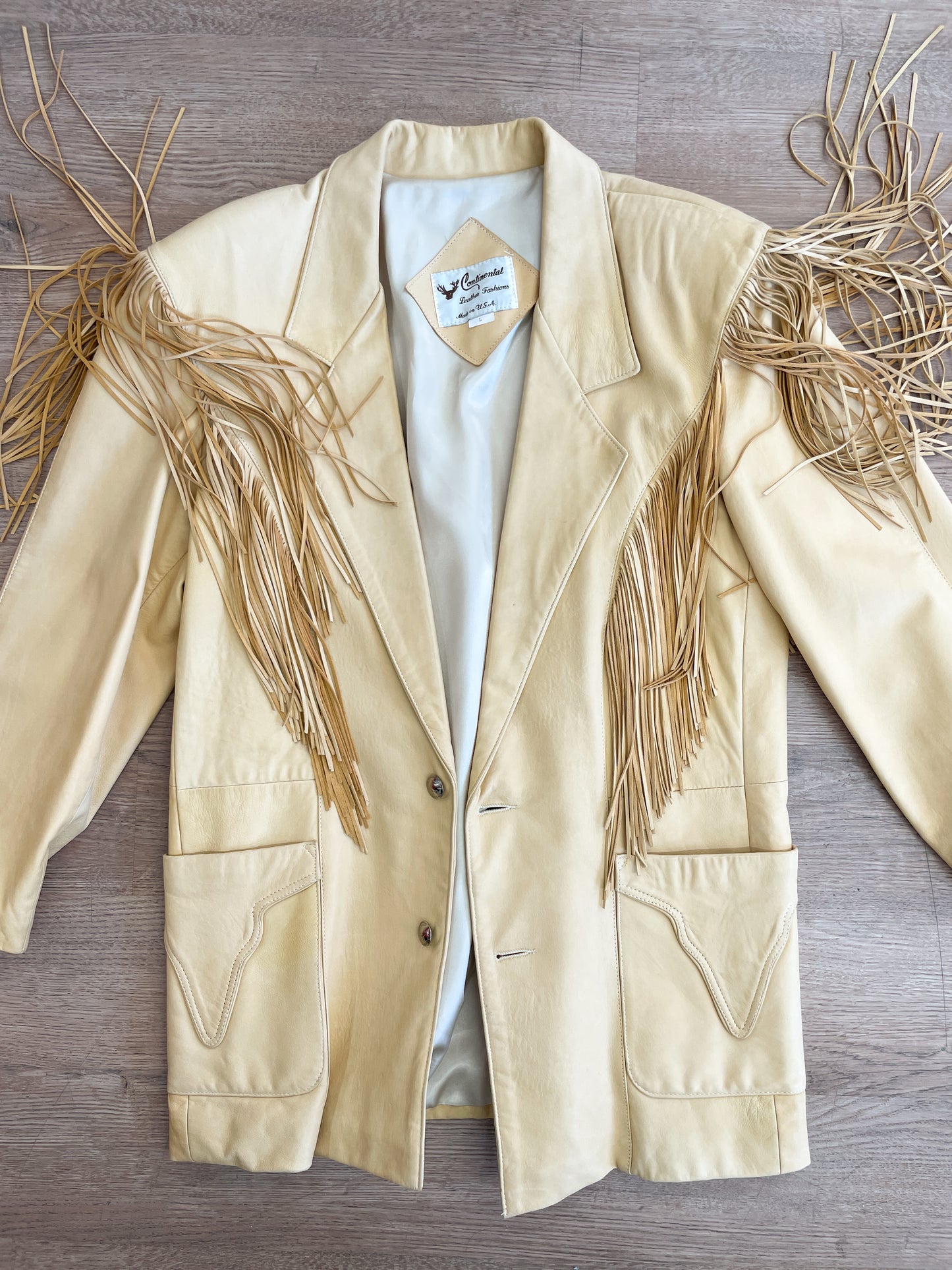 1980s Vintage Soft Tan Leather Fringe Men's Blazer