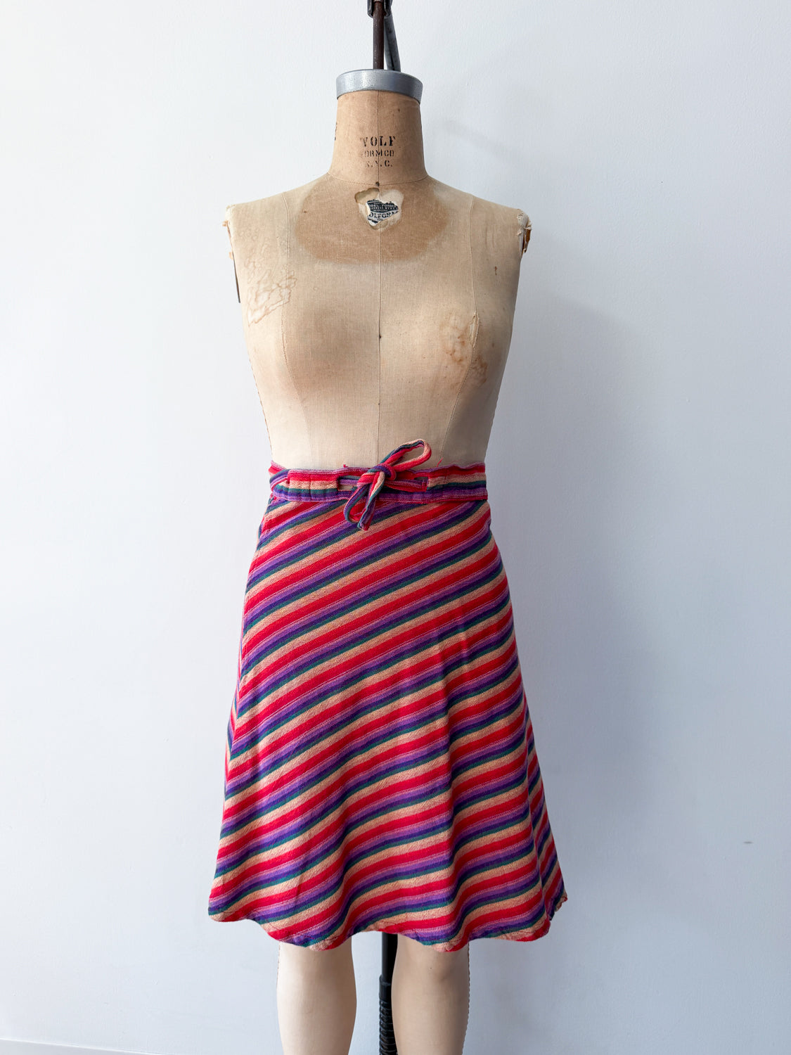 1970s Rainbow Woven Cotton Wrap Skirt