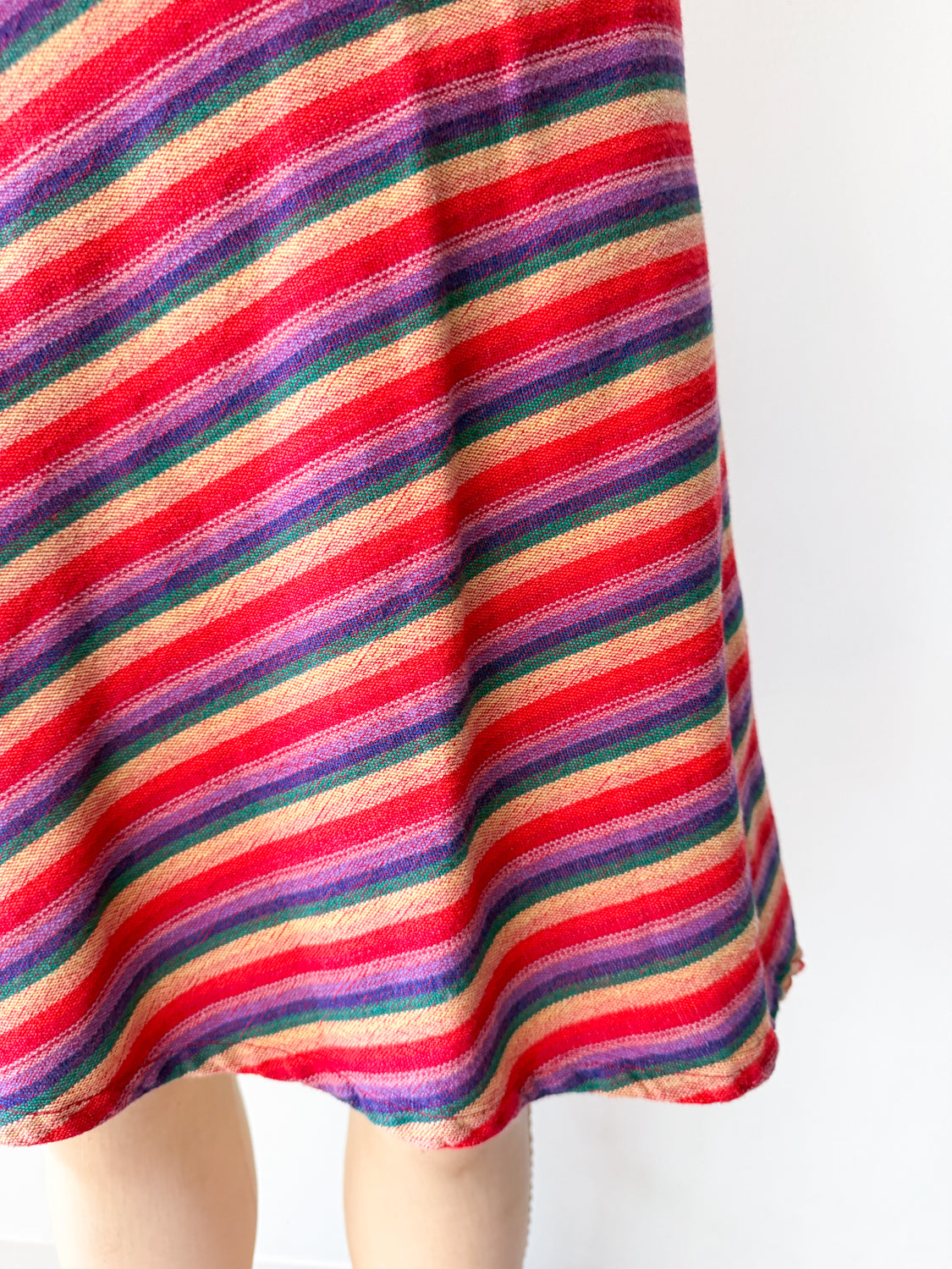 1970s Rainbow Woven Cotton Wrap Skirt