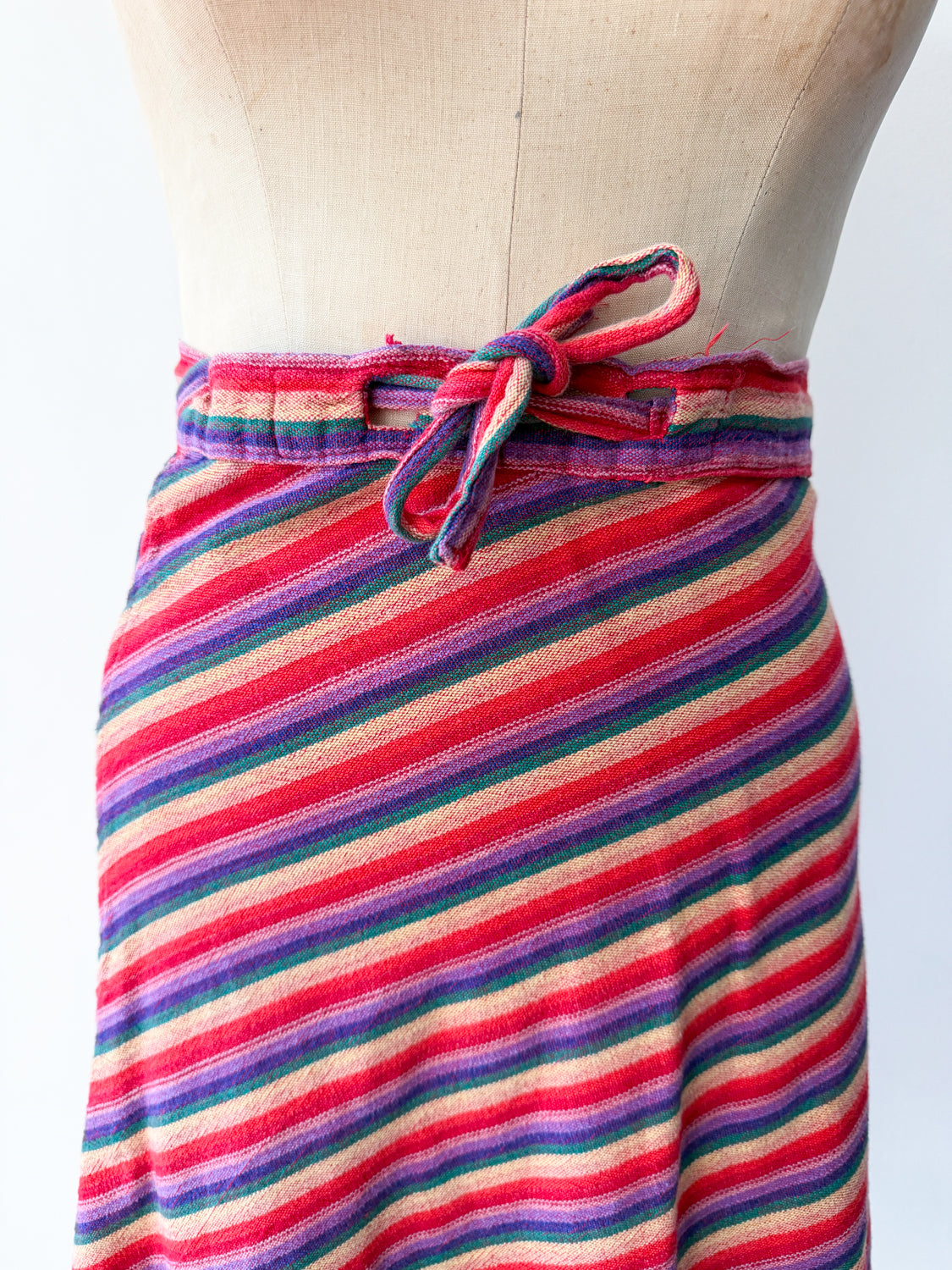 1970s Rainbow Woven Cotton Wrap Skirt