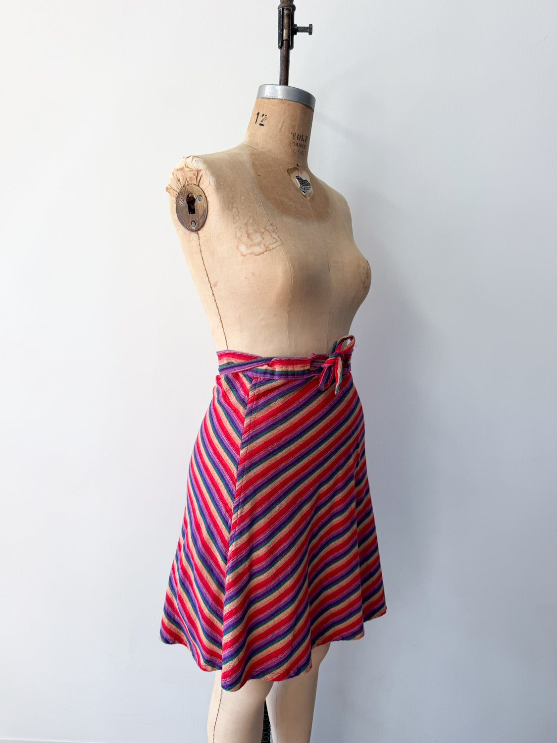 1970s Rainbow Woven Cotton Wrap Skirt