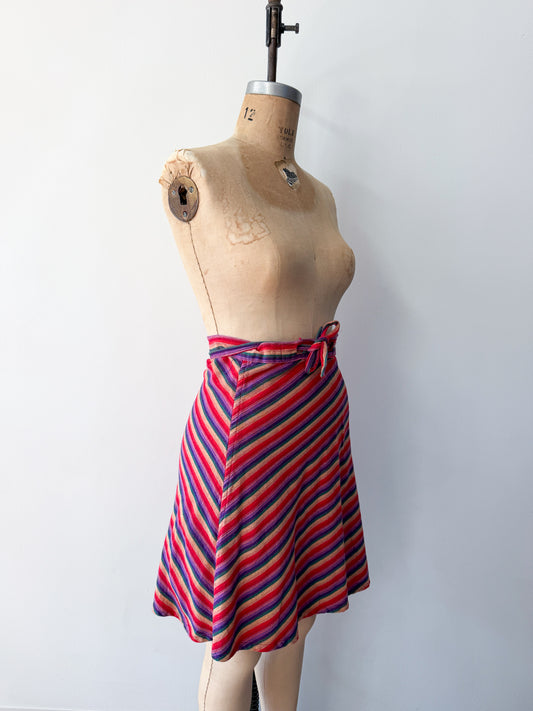 1970s Rainbow Woven Cotton Wrap Skirt