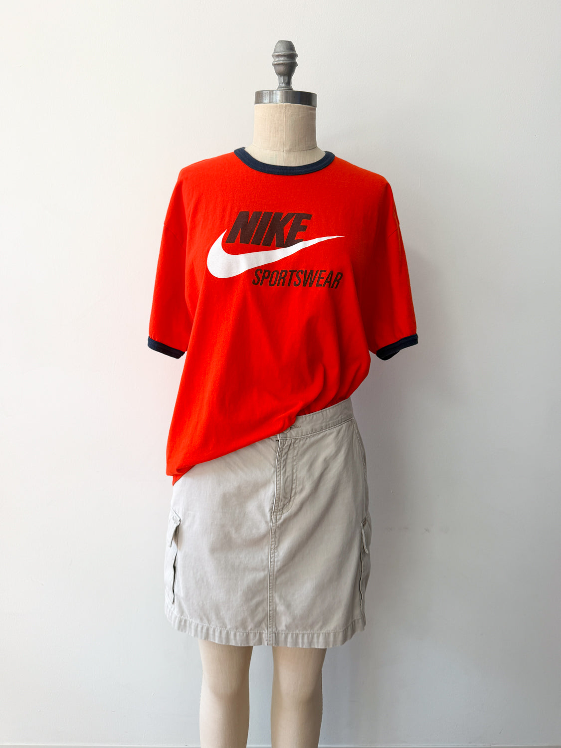 1990s Vintage Nike Swoosh Sport XL Ringer Tee
