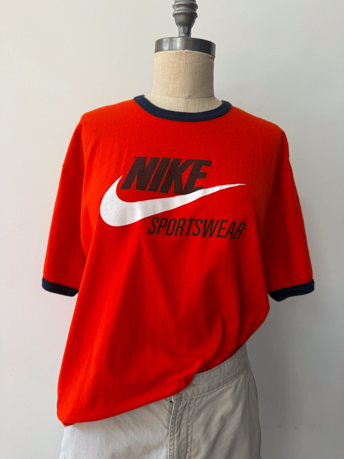 1990s Vintage Nike Swoosh Sport XL Ringer Tee