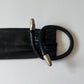 1980s Vintage Absract Buckle Black Leather Belt